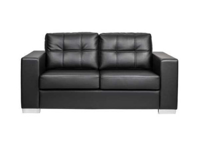 Schwarzer Wohnzimmer 2-Sitzer Luxus Leder Relax Couch Modernes Design